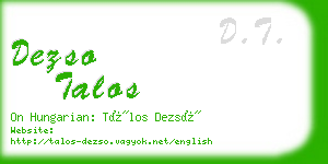 dezso talos business card